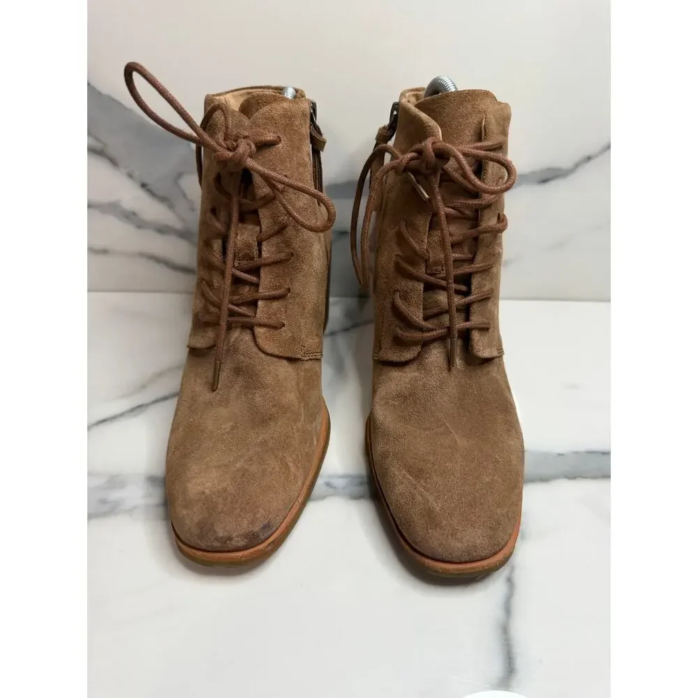 Sofft Women's Brown Suede Lace-Up Corlea Boots Sz 7.5 Zipper Victorian Witchcore